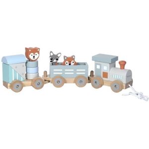 Petit Train En Bois - Kindsgut - Animaux Du Zoo - Jouet Premier Âge Gris TU - Publicité