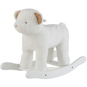 LANADECO Ours à bascule peluche blanche Blanc 65x49x32cm