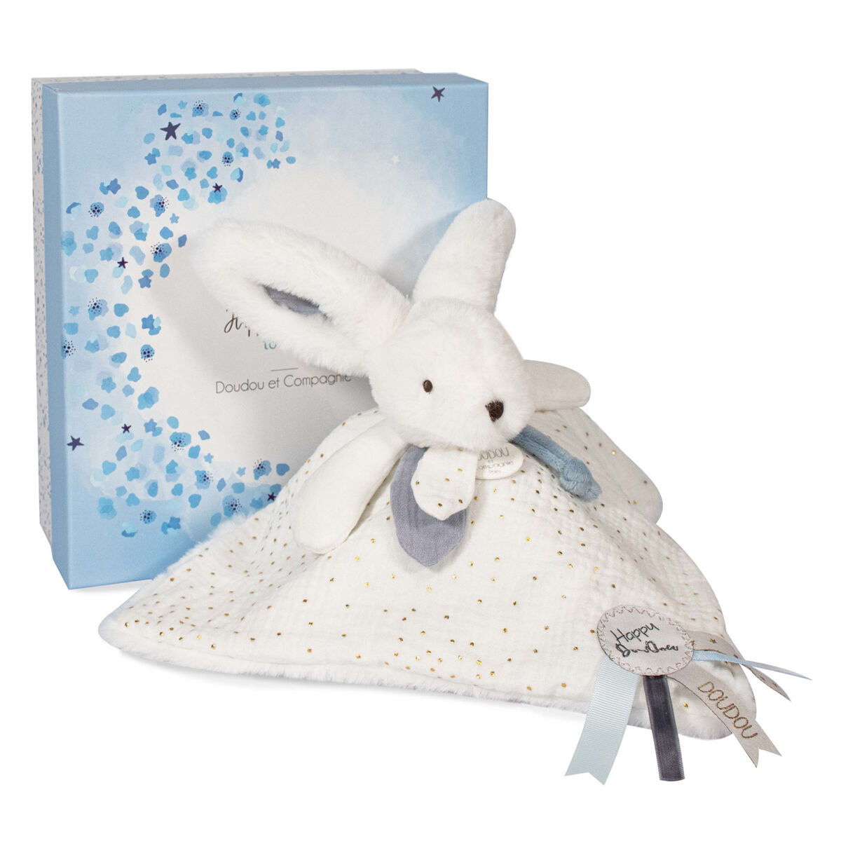 Doudou et Compagnie Doudou Pompon Happy Glossy - Blanc