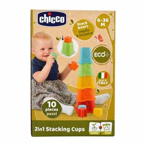 Chicco Gioco 2 in 1 Stacking Cups Tazze Impilabili 2in1 ECO+ 6-36 Mesi, 1 Pezzo