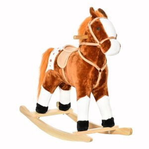 Homcom Cavallo a Dondolo Legno con Suono Animale Regalo Giocattolo per i Bambini 74 x 28 x 65cm Marrone