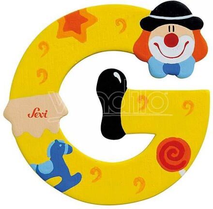 TRUDI Sevi 81743 - Letteraa G In Legno A Forma Di Clown Giallo 8 Cm Decorazione