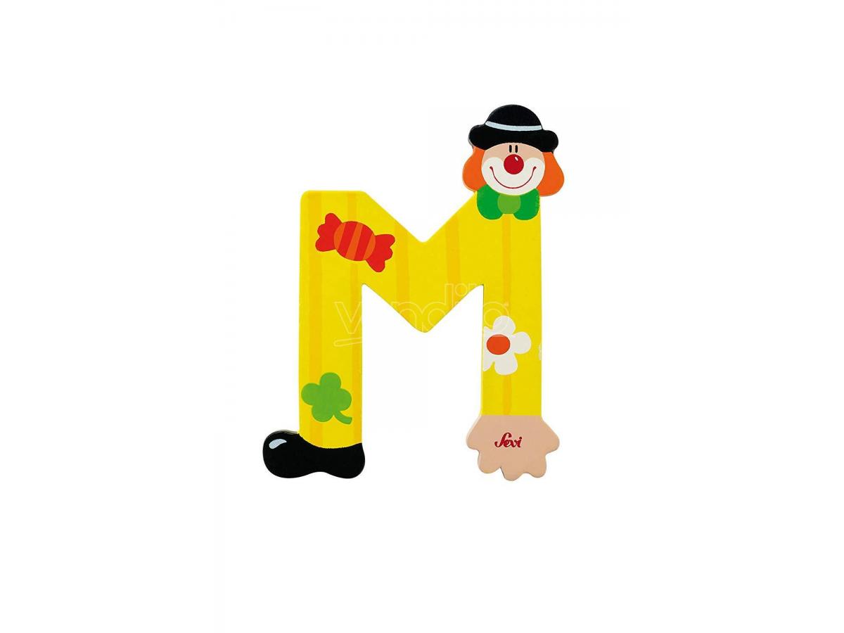 TRUDI Sevi 81749 - Letteraa M In Legno A Forma Di Clown Giallo 9,5 Cm Decorazione