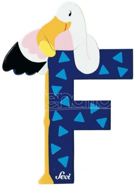 TRUDI Sevi 81606 - Letteraa F Flamingo In Legno Blu 9,5 Cm Decorazione