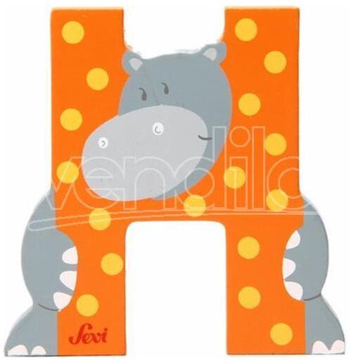 TRUDI Sevi 81608 - Letteraa H Hippopotamus In Legno Arancione 7,5 Cm Decorazione