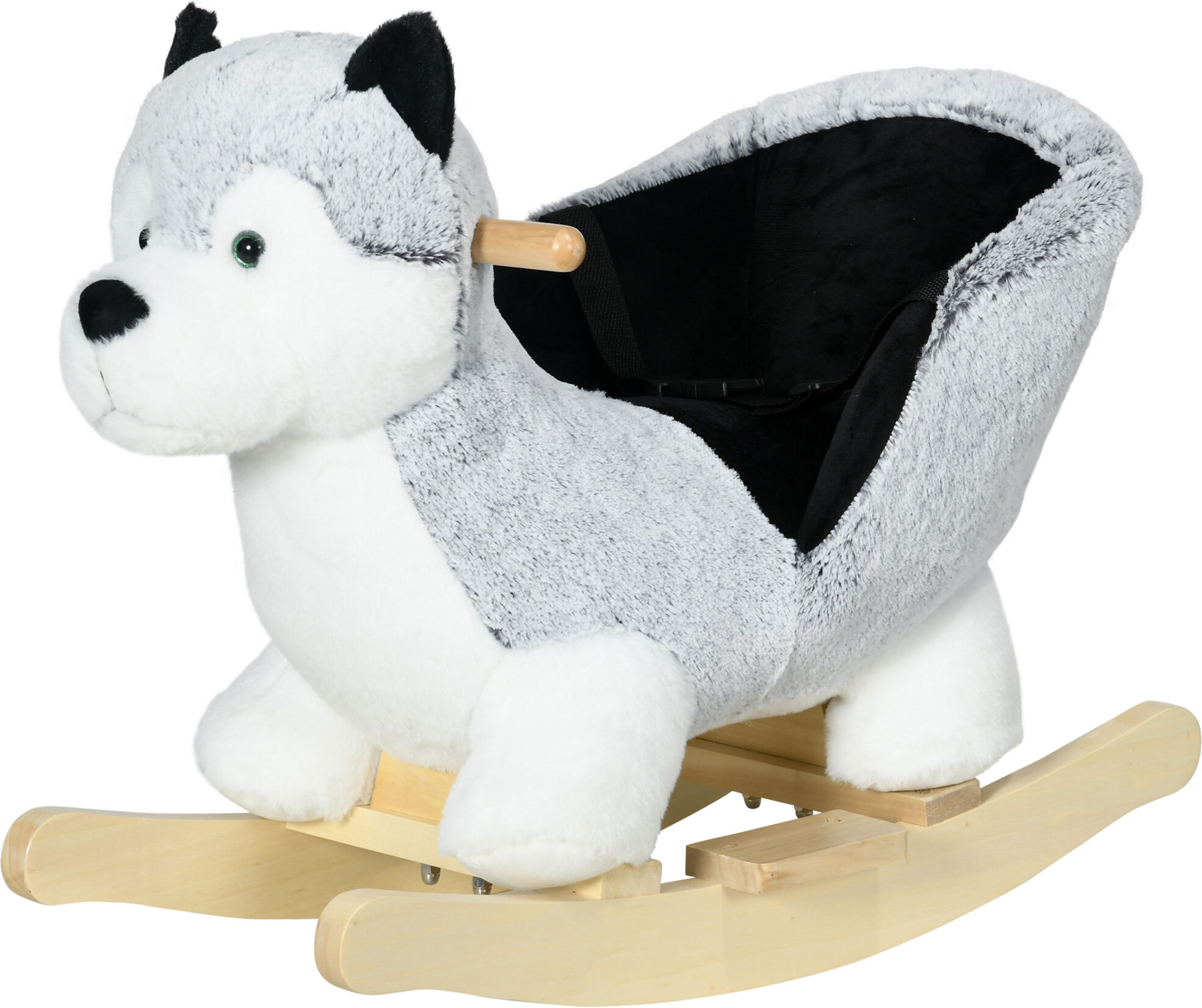 Homcom Cavallo a Dondolo a Forma di Cane Husky per Bambini da 18-36 Mesi, 60x33x50cm, Grigio