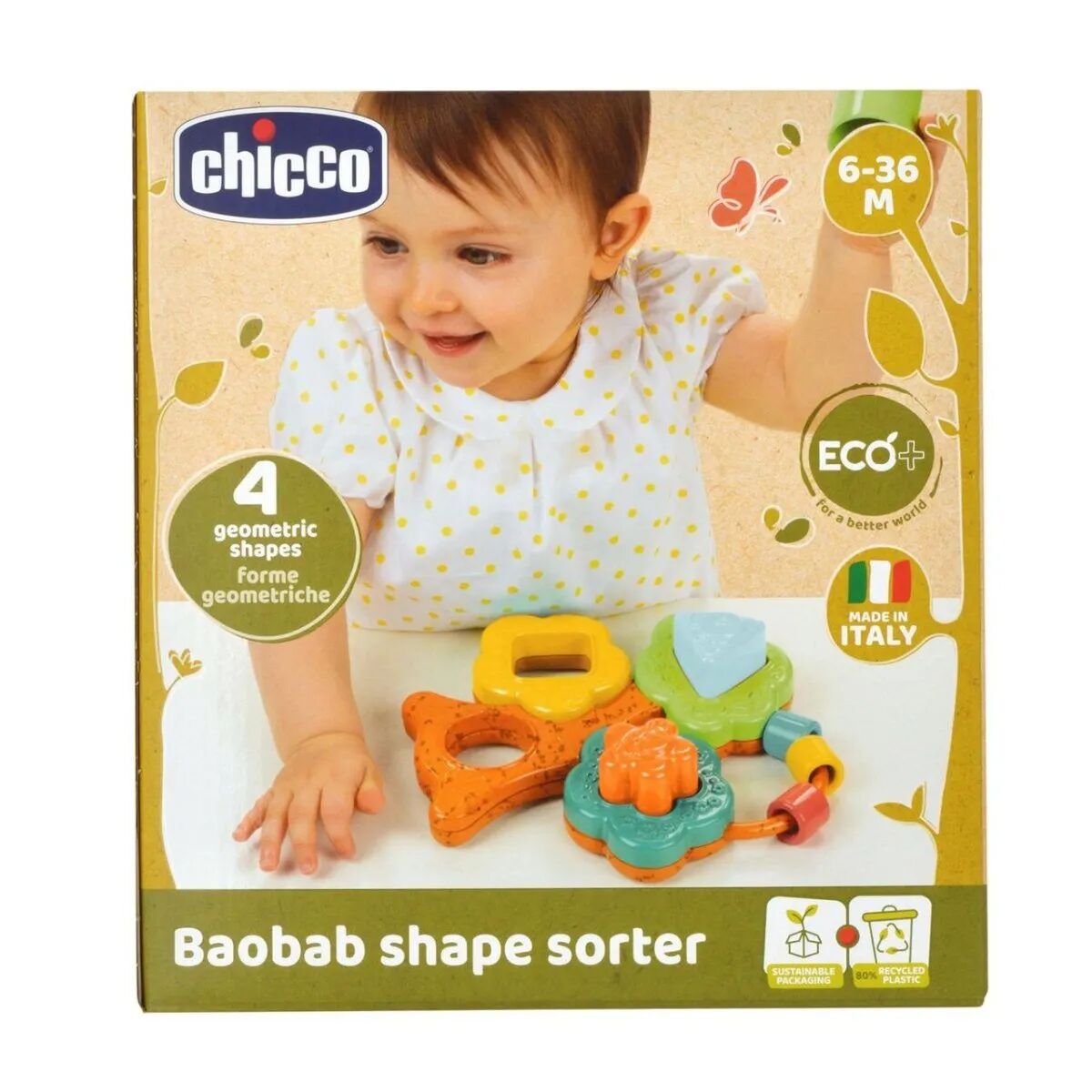 Chicco Baobab Forme e Incastri ECO+ Gioco per Neonati +6 mesi