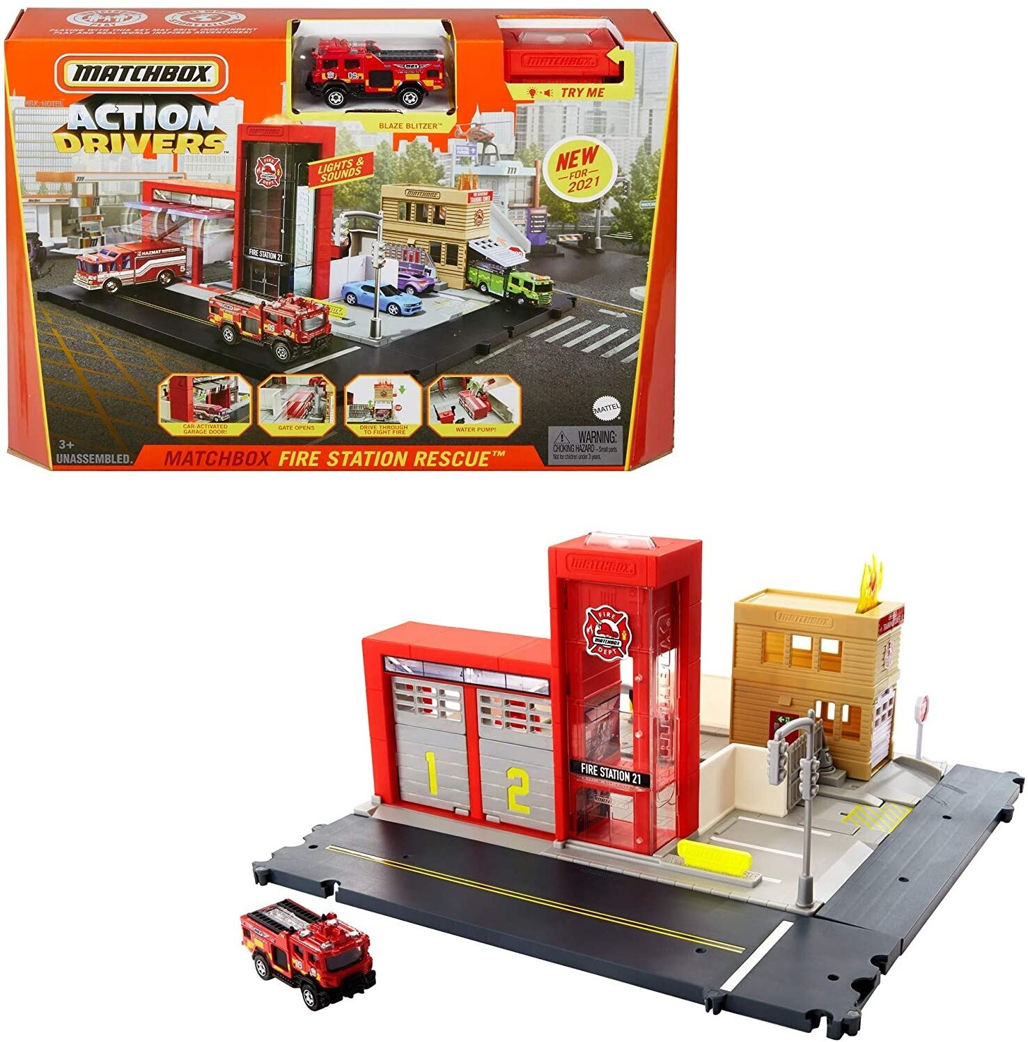 Mattel Playset Mattel Matchbox Caserma dei Pompieri con Camion