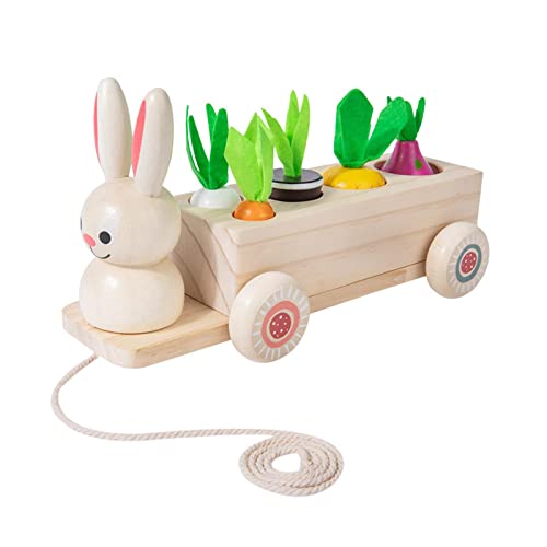 Mandeep Trekspeelgoed Hout Trekspeelgoed Trakdier Houten Speelgoed Motorisch Speelgoed Geschenk voor peuters vanaf 1 jaar