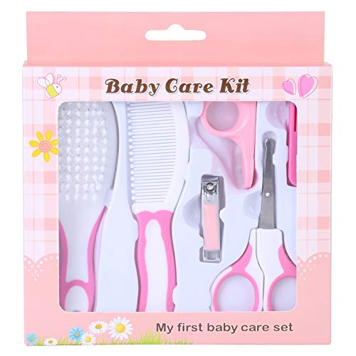 Nunafey Babymanicure-verzorgingsset, babyverzorgingsset, draagbaar anti-kras kleurrijk voor nieuwe ouders geschenken babyverzorging schoon houden(Pink)