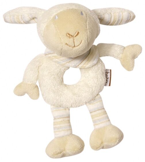 Fehn knuffelrammelaar schaap 16 cm pluche crème - Crème