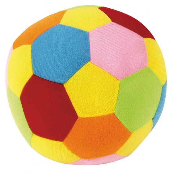 Johntoy zachte bal met rammelaar Happy World 18 cm - Multicolor