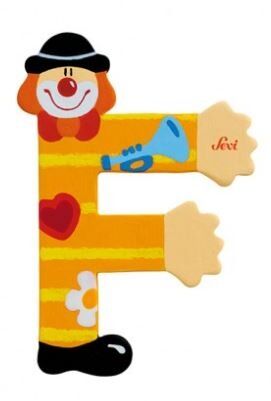 Sevi Letter F Clown 10 cm - Geel
