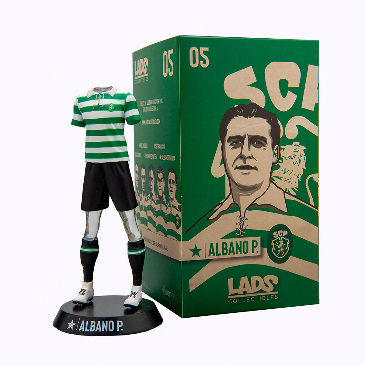 Lads Collectibles Figura Albano - Sporting 5 Violinos 1946/47, da My Lads   Verde/branco