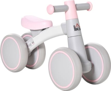 Homcom Bicicleta Sem Pedais com 4 Rodas rosa