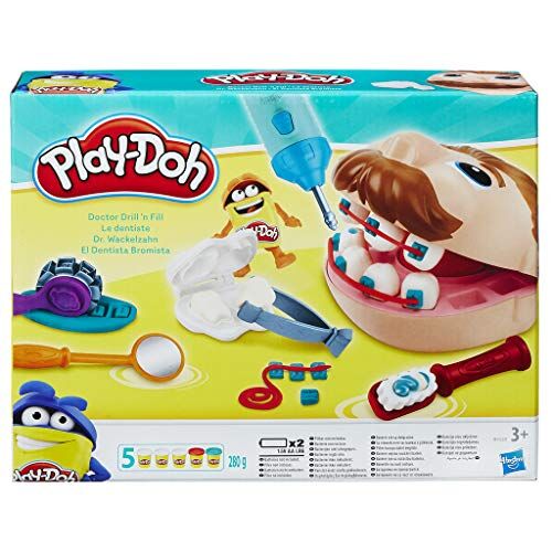 Play-Doh B5520EU4 Doctor Drill-n-Fill, Tandläkare Lekset för Barn, Flerfärgad