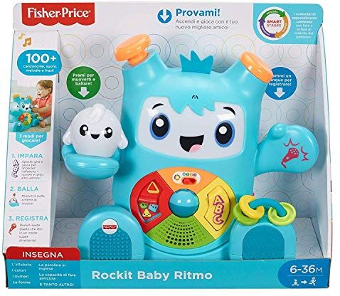 Fisher-Price Rockit Baby rytm, elektronisk pedagogisk leksak för barn från 6 månader, med musik och ljud (italiensk version), FXD04