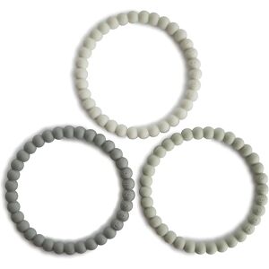 Mushie Pearl Teething Bracelet chew toy Green Tea/Cool Gray/Sea Salt 3 pc