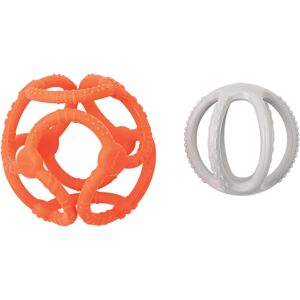 NATTOU Teether Silicone Ball 2 in 1 chew toy Orange / Grey 4 m+ 2 pc