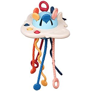 Fiorky Montsori 12-18 Months, Baby Sensory, UFO Food Gra Silic Pull String tivity Toy Travel for Toddle 1-3, Teething for Toddle Chrias Birthday Gift