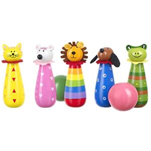 Animal Wooden Skittles - Bowling Set Skittles Game for Kids, Indoor and Garden Toys - Wooden Toys for 3 Year Olds, Toddler - Early Development & Activity Toys by Orange Tree Toys