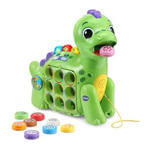 VTech Chomp-along Dino, Musical Toddler Toy, Teaches Numbers, Colours & Food, Interactive Dinosaur Toy for 2, 3, 4+ Year Olds, English Version,Green,Small