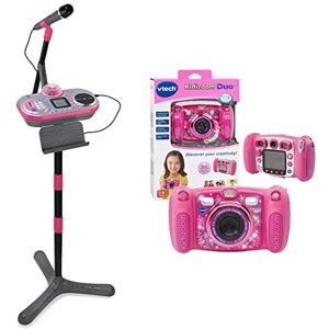 VTech Kidi Super Star DJ, Kids Microphone Toy with Songs and Sound Effects, Pink,9.8 x 27.6 x 17.5cm & Kidizoom Duo Camera 5.0, Kids Camera with Colour Display, 5MP Camera, Pink