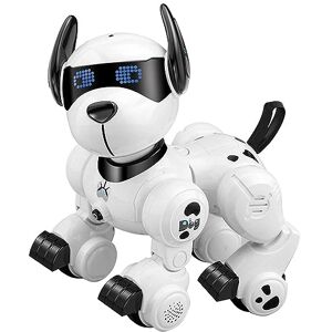 Karlak Remote Control Programming Smart Dog Robotic Patrol Dog Programmable Remote Control Dog Intelligent Patrol Dog Toy with the Function Songs Touch Demonion Programming Rotating Head