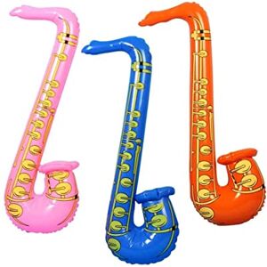 SHATCHI 3 x LARGE Inflatables Saxophone Blow Up Musical Instruments Party Bag Fillers Supplies Toys Favours Balloons Hen Night Do Stag Fancy Dress Party Accessories Rock Star pretend play Gifts, assorted