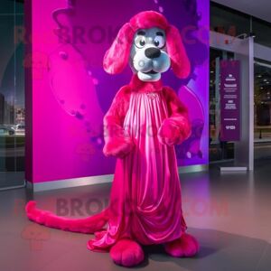 REDBROKOLY Magenta Dog mascot costume character dressed with a Evening Gown and Headbands