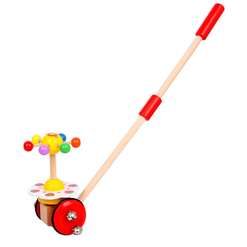 ArmadaDeals Wooden Drag Trolley Toys Cartoon Animal Single Pole Baby Walker, Red
