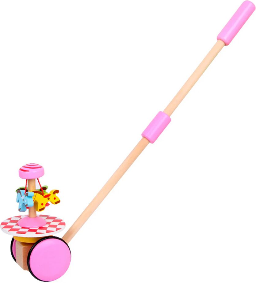 ArmadaDeals Wooden Drag Trolley Toys Cartoon Animal Single Pole Baby Walker, Pink