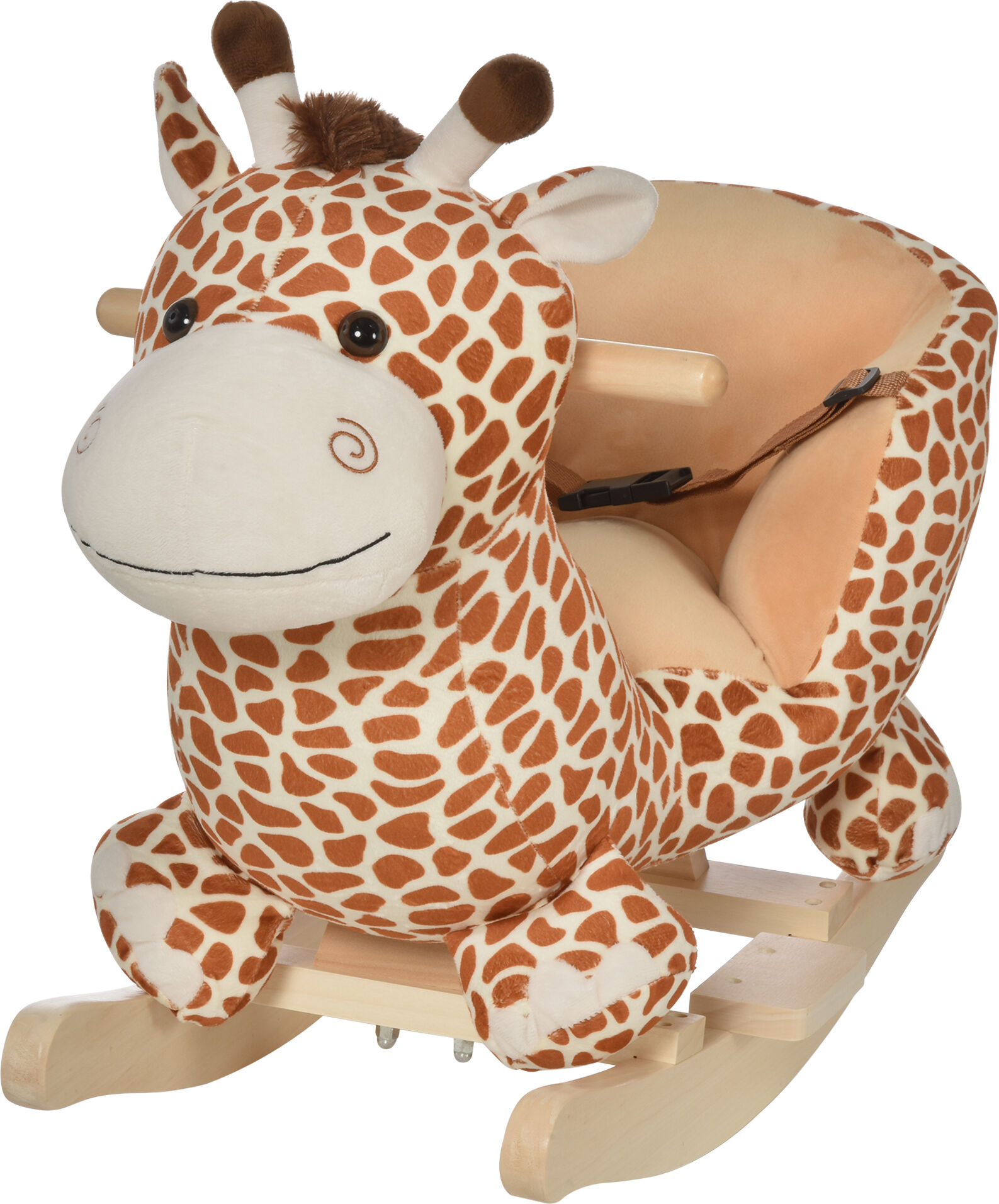 HOMCOM Rocking Giraffe Toy for Kids with Sounds, Plush Toddler Baby Rocker Seat, Giraffe Pattern.