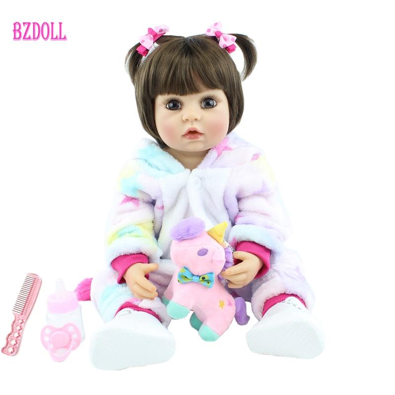 BZDOLL Reborn BZDOLL 55cm Full Silicone Reborn Baby Doll Toy 22 inch Newborn Princess Babies Toddler Bebe Boneca Bathe Toy Child Birthday Gift