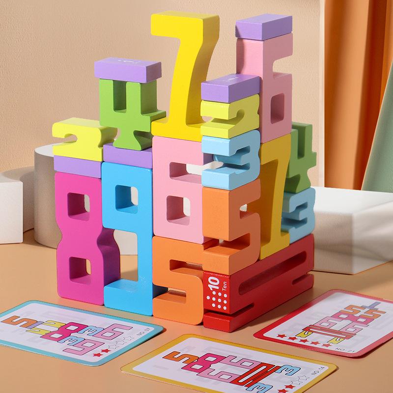 CAHHA Wooden children's building blocks diy toy baby digital cognitive Imagination diy parent-child interactive digital building blocks