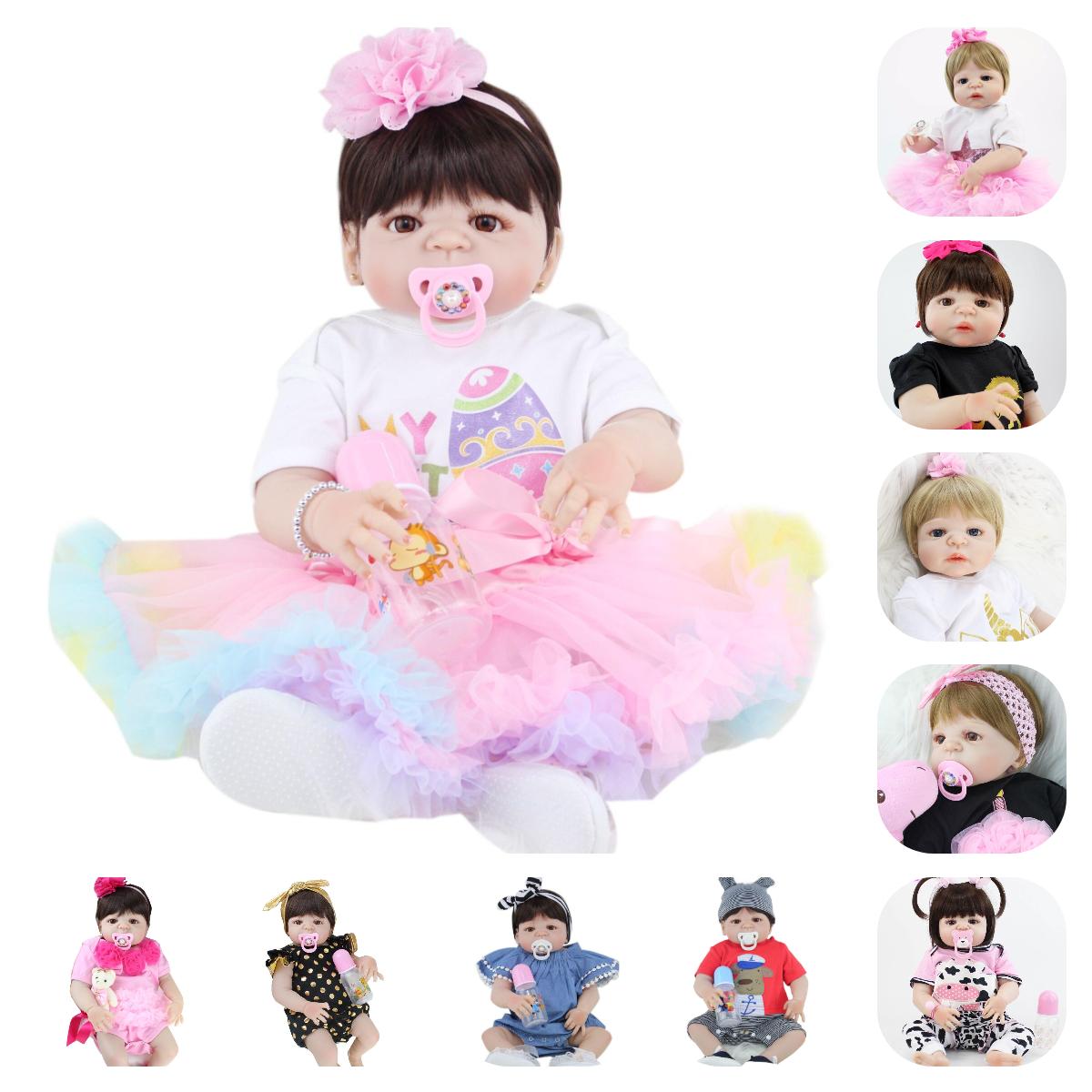 BZDOLL Reborn BZDOLL 55 CM Full Silicone Reborn Girl Baby Doll Toys Realistic Newborn Princess Toddler Boneca Lovely Birthday Gift Present