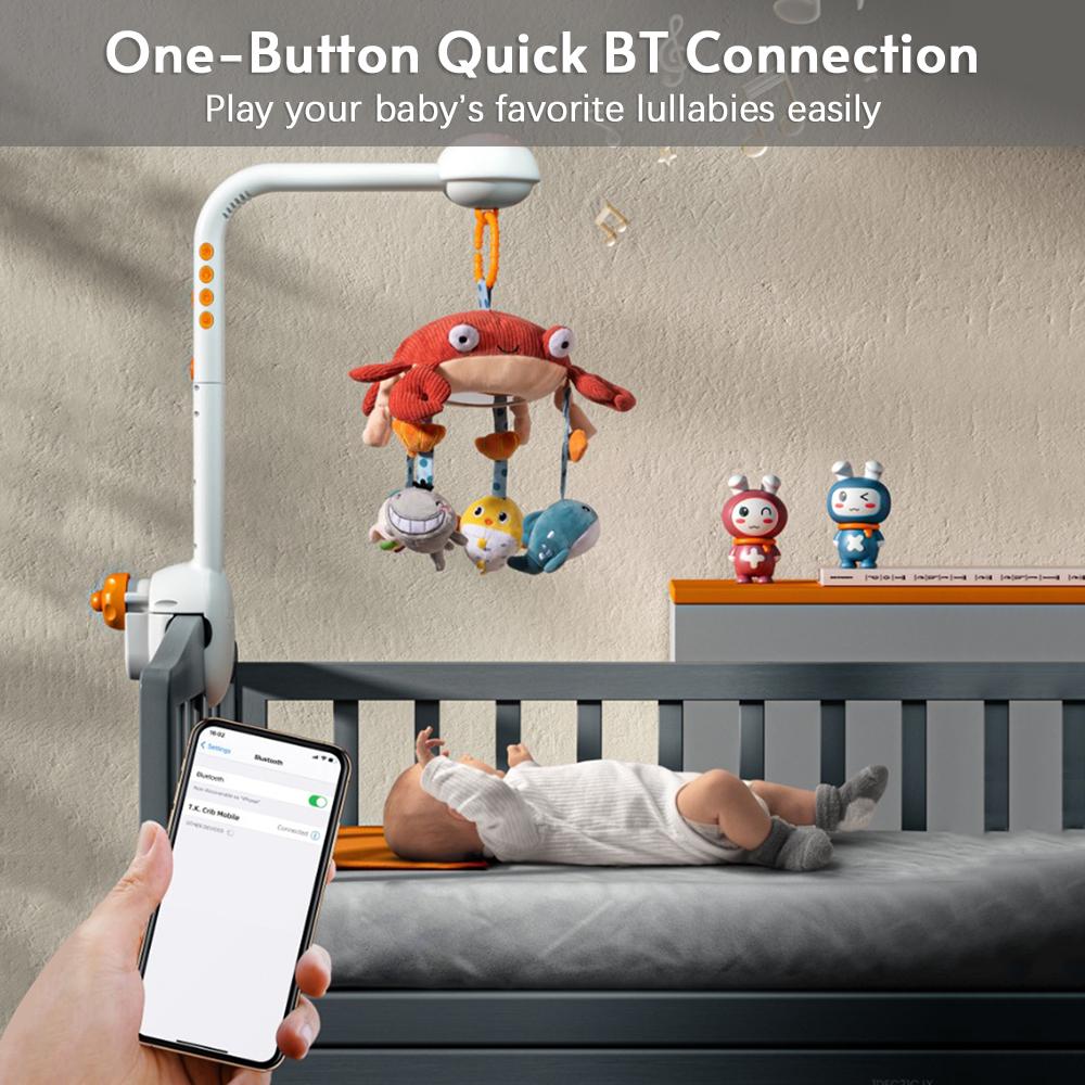 TOMTOP JMS Multifunctional Crab Musical Baby Crib Mobile Toy Starry Projector Light with 360degrees  Rotatable Cute