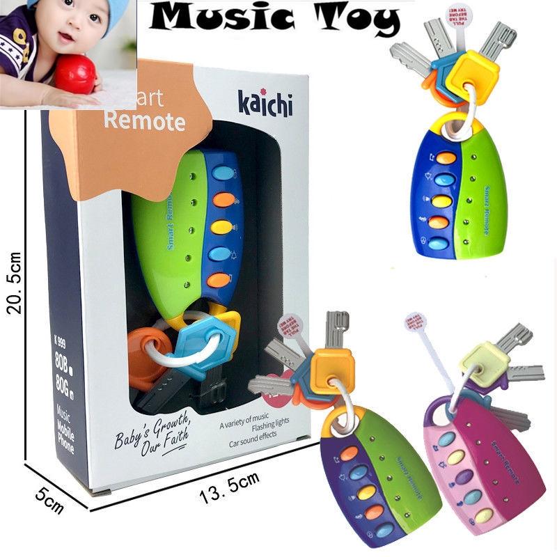 ZZS Kids Educational Musical Toy Colorful Flash Sounds Remote Car Voices Car Key Pretend Play Toys for Baby Musical Car Key Toy