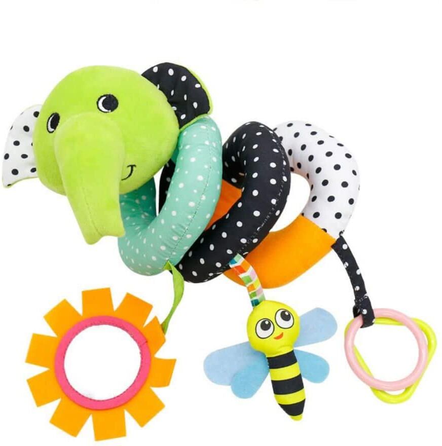 FourAll-Toys, Kids & Baby Hanging Car Seat Toys, Baby Rattle Toy Infant Crib Toy Baby Activity Spiral Plush Toys for Stroller Wrap Around Hanging Toy for Boys Girls 0-36 Months