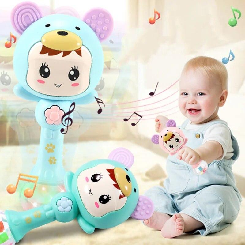 NATAWA Baby Sound Rattle Changes With Rhythm LED Light Hand Rattle Music Baby Soothing Toy