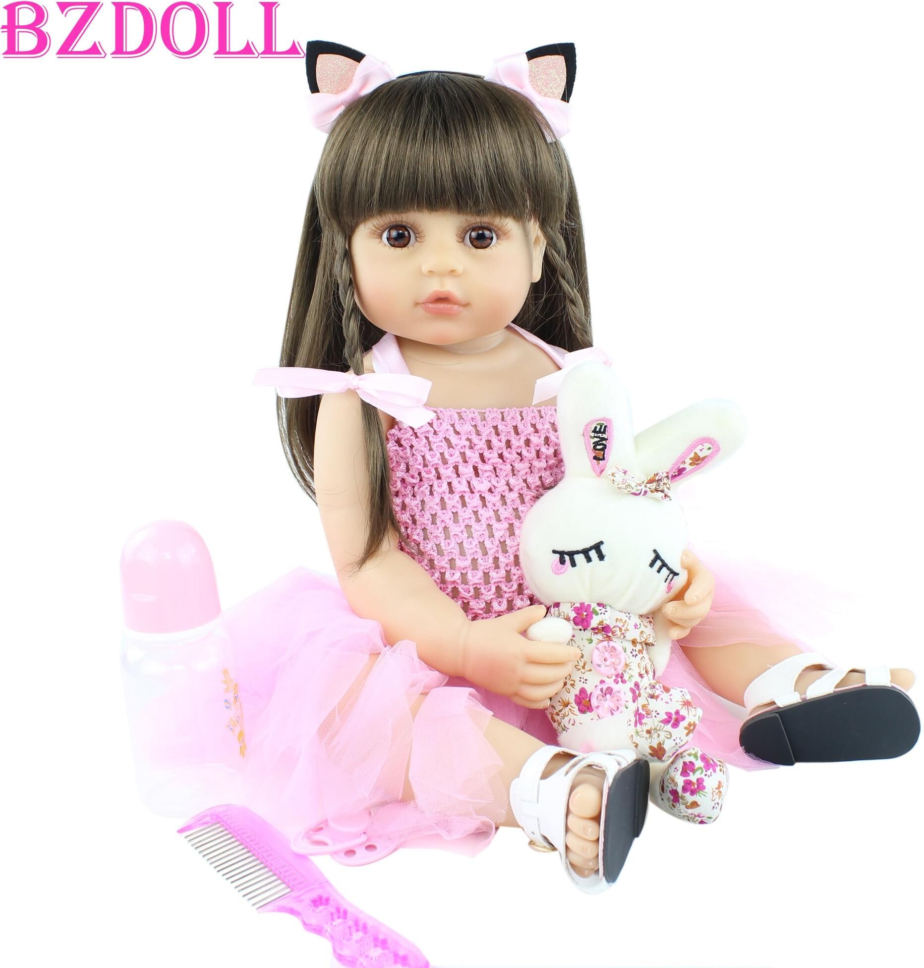 BZDOLL Reborn BZDOLL 55cm Lifelike Baby Reborn Doll for Girl Toy 22inch Full Body Soft Silicone Newborn Bebe Princess Toddler Kid Birthday Gift