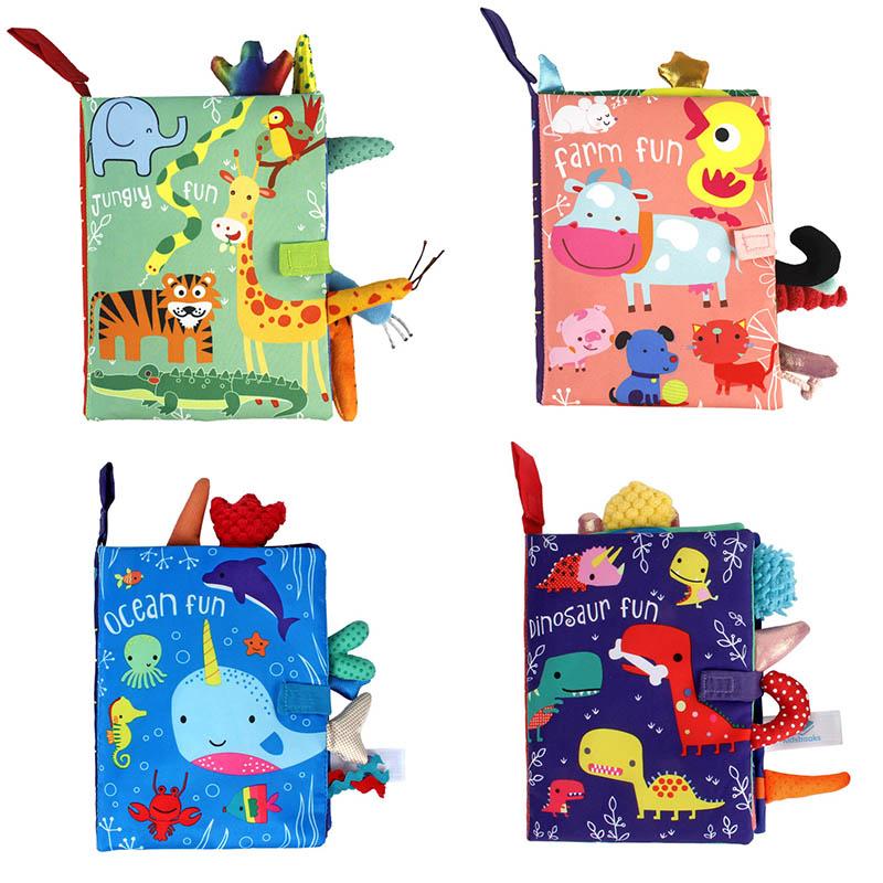 shoothe breeze 1Pcs Parent-child Interactive Cartoon Animals Cloth Book Baby Book Tail Cloth Book Early Learning Toy Cloth Soft