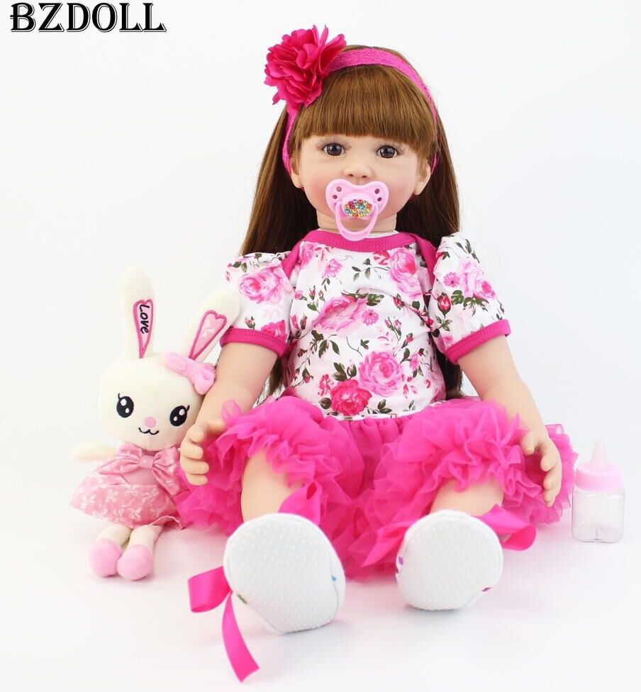 BZDOLL Reborn BZDOLL 60cm Soft Silicone Reborn Baby Doll Toys Like Real Vinyl Princess Toddler Alive Bebe Girl Bonecas Kids Birthday Gift