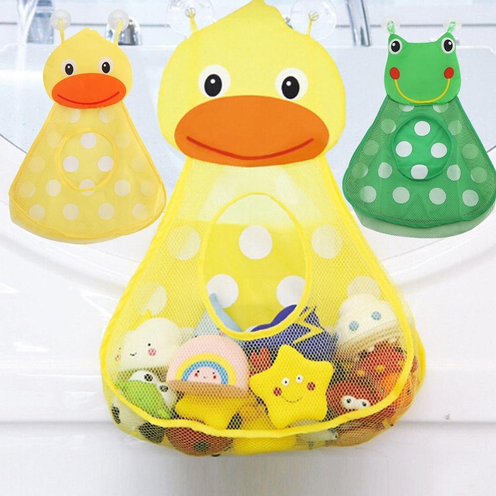 Homelive04 Baby Shower Bath Toys Little Duck Little Frog Baby Kids Toy Storage Mesh with Strong Suction Cups Toy Bag Net Bathroom Organizer