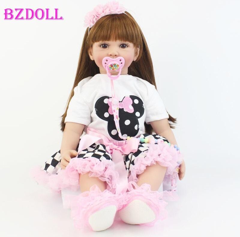 BZDOLL Reborn BZDOLL 60cm Original Silicone Reborn Baby Doll Toys Vinyl Princess Toddler Alive Bebe Girl Bonecas Kids Birthday Gift