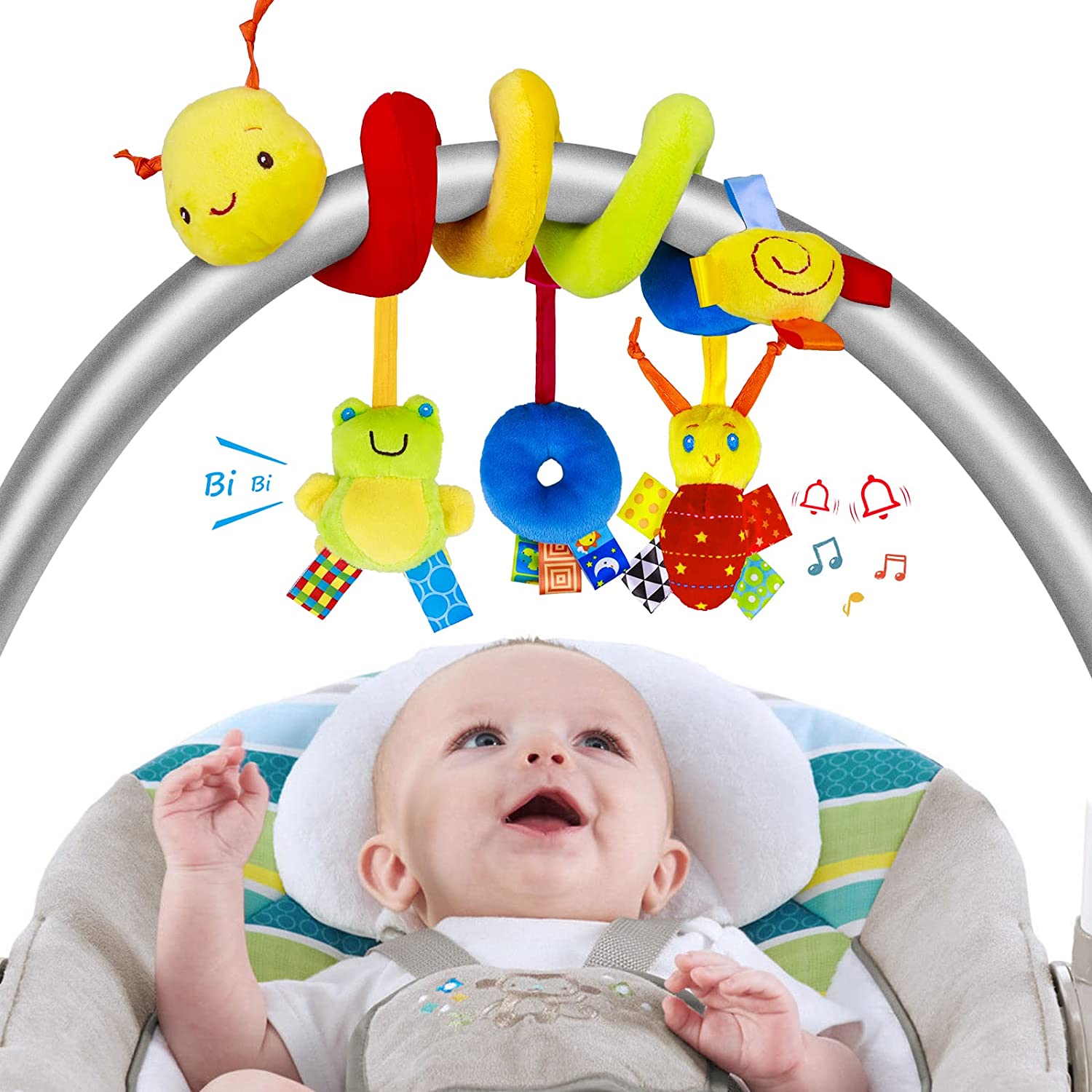 Thriving Toys Baby Spiral Plush Toys, Car Seat Activity Toys, Baby Hanging Toys for Crib Bar Bassinet Stroller Best Gift for Kids Infant Newborn 0-12 Months