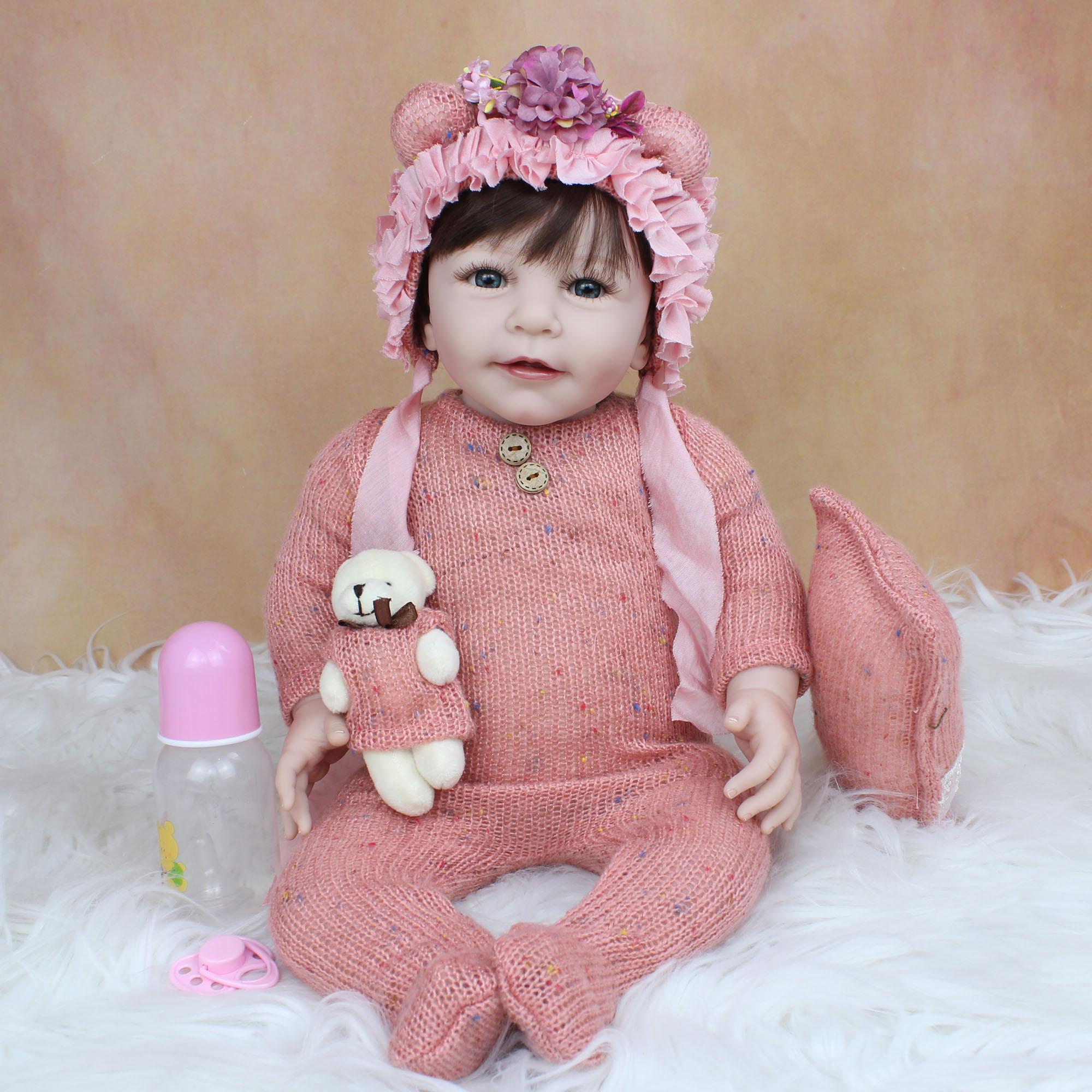 BZDOLL Reborn BZDOLL 55CM Soft Silicone Reborn Baby Doll Toy For Girl Cloth Body Realistic 22 Inch Lisa Princess Toddler Dress Up Bebe Birthday Gift