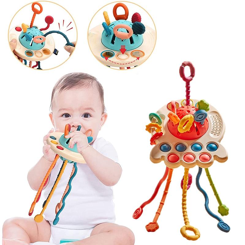 DizoeyoDizoey Baby Montessori Sensory Development Educational Toys Pull String Finger Grasp Training Early Learning Toy Teething BPA Free 1-3Y