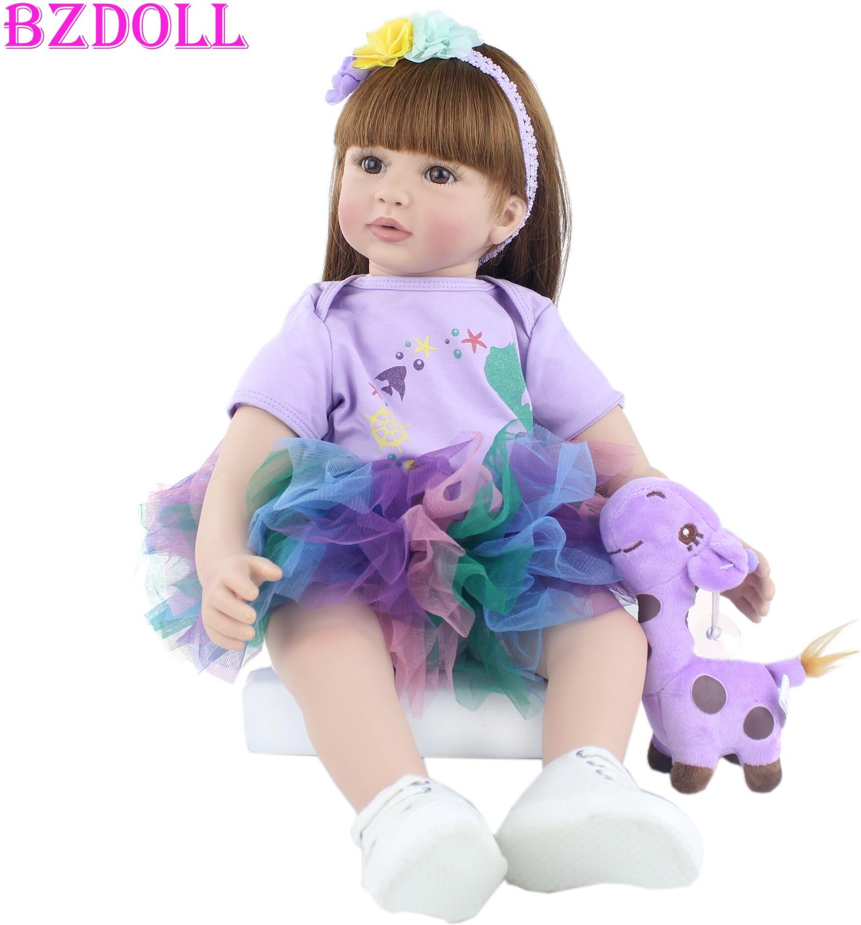 BZDOLL Reborn BZDOLL 60cm Soft Cloth Body Silicone Reborn Toddler Doll Princess Girl 24inch Like an Real Baby Play House Toy