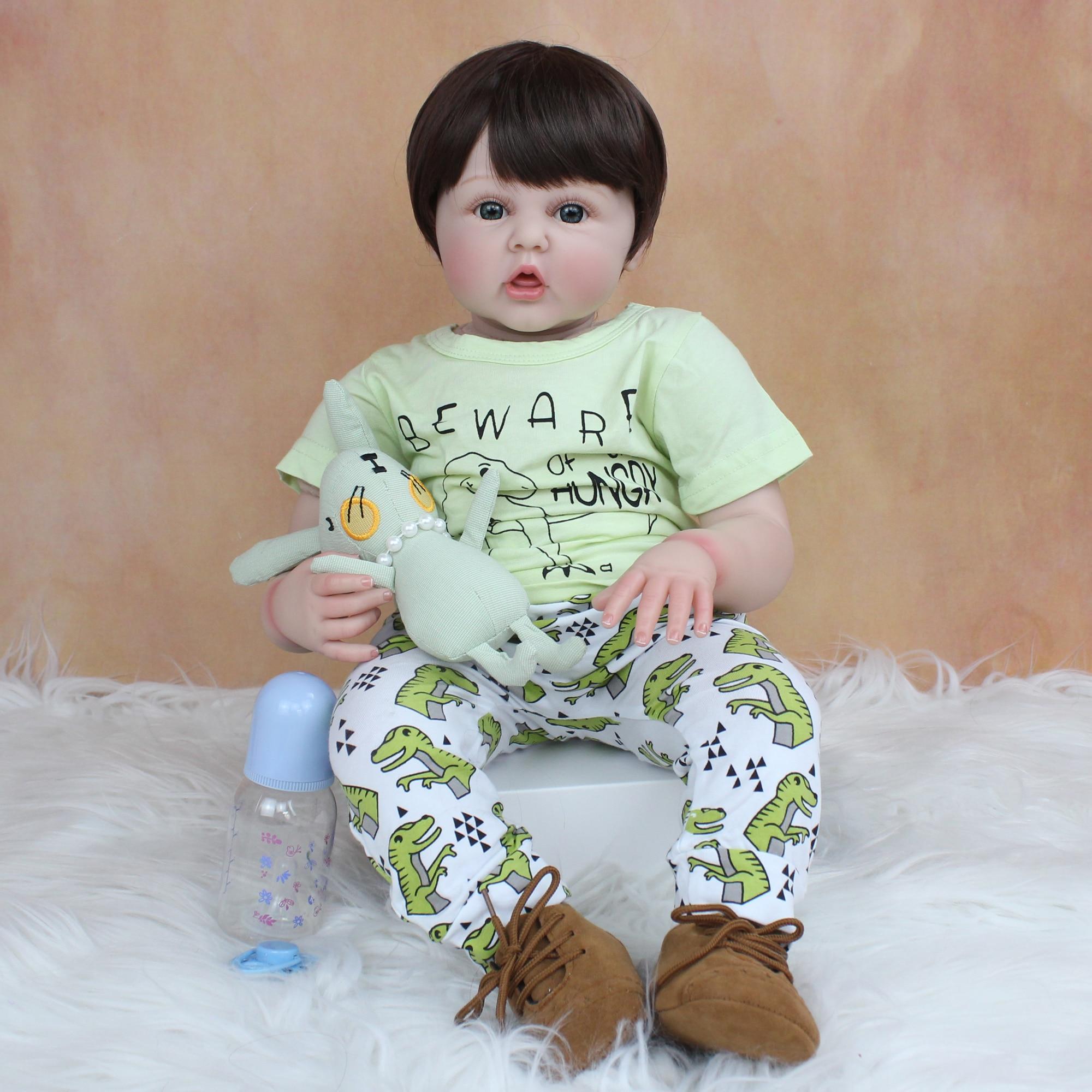 BZDOLL Reborn BZDOLL 60cm Soft Silicone Reborn Toddler Boy Doll For Girl 24 Inch Cloth Body Big Baby Lovely Birthday Gift Play House Toy